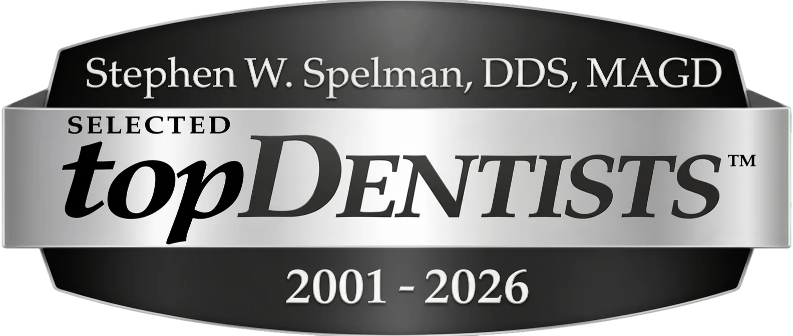 Stephen W. Spelman, DDS, MAGD — Selected Top Dentists badge, 2001 to 2026
