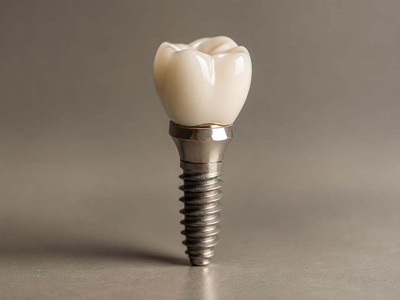 Smiling patient with a natural-looking implant tooth